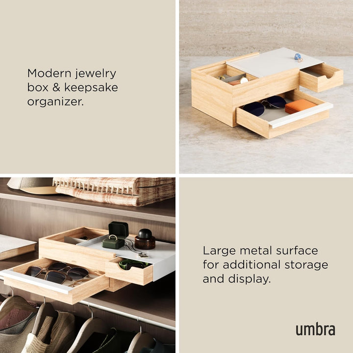 Umbra Stowit Design Schmuckkasten – moderne Schmuck Box mit Geheimfächern für Ringe, Armbänder, Uhre
