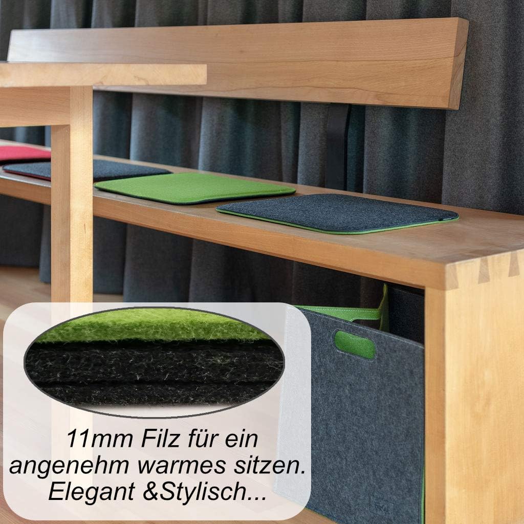Grün Dunkelgrau 2er Set Sitzauflage Filz Sitzkissen Outdoor Wendekissen Sitzpolster Eckbank Filz Stu