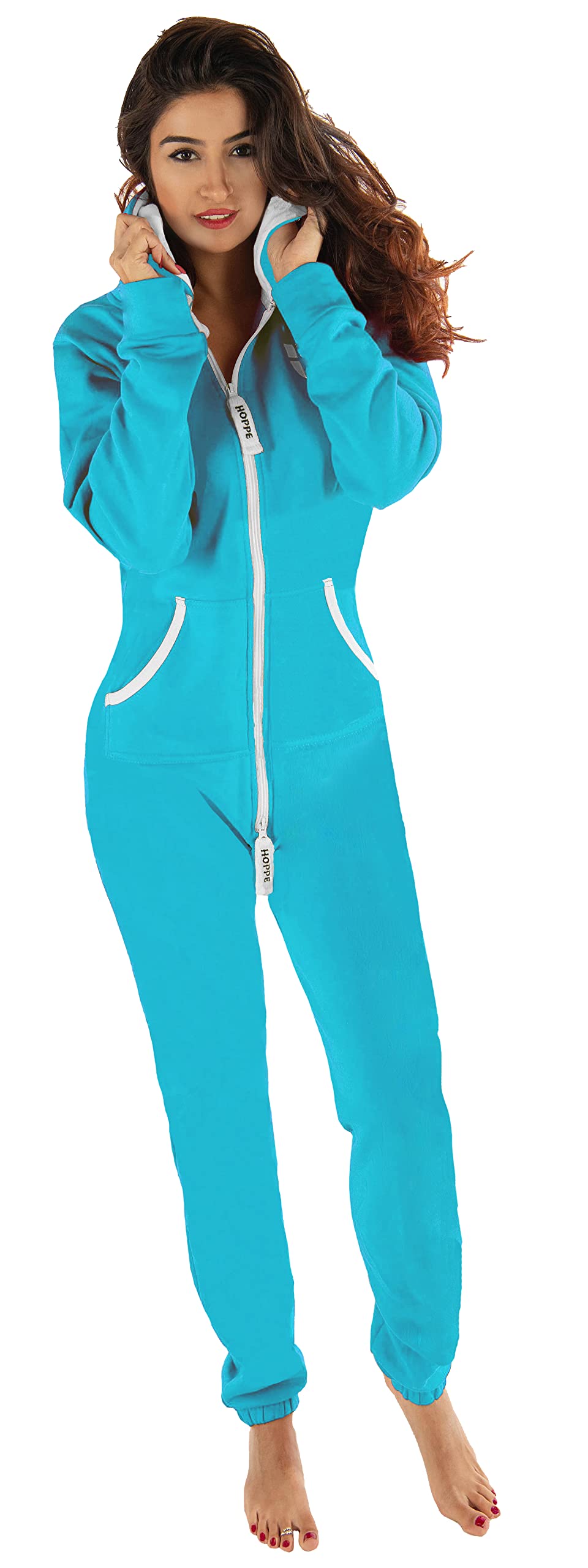 Damen Jumpsuit – Bequemer, weicher Hausanzug aus Baumwolle S türkis-blau, S türkis-blau