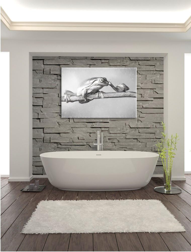 Pixxprint der Frosch und die Schnecke Kunst als Leinwandbild/Grösse: 100x70 / Wandbild/Kunstdruck/fe