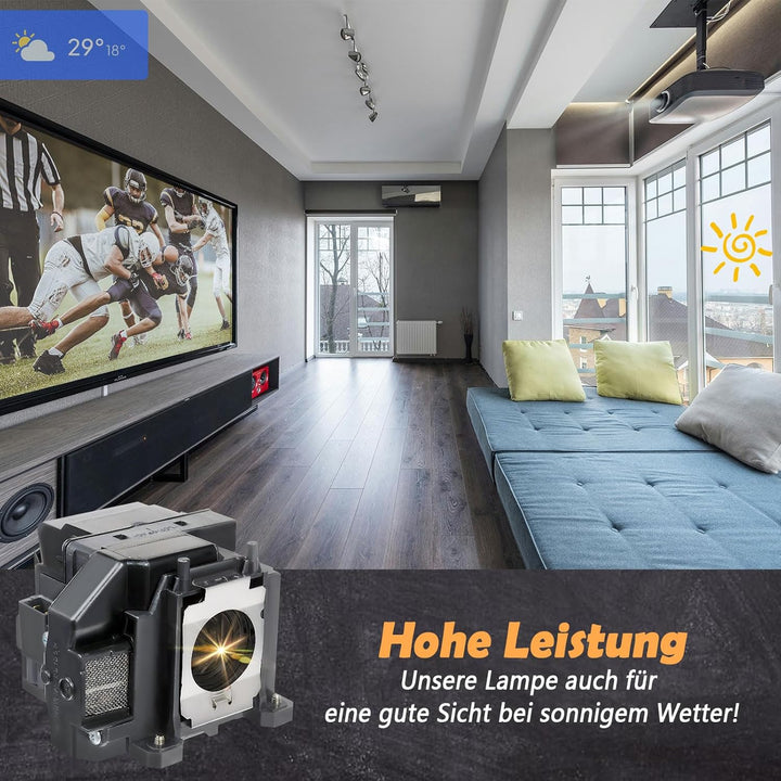 Supermait EP67 A++ Qualität Ersatzprojektorlampe mit Gehäuse, kompatibel mit Elplp67, geeignet für E