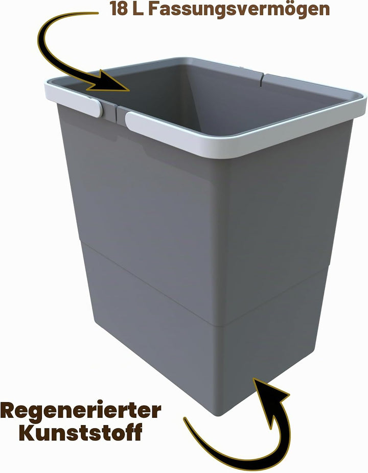 Elletipi Easy 2.0 PBD SP SG34 Mülleimer aus recyceltem Kunststoff, für jeden Raum, Fassungsvermögen