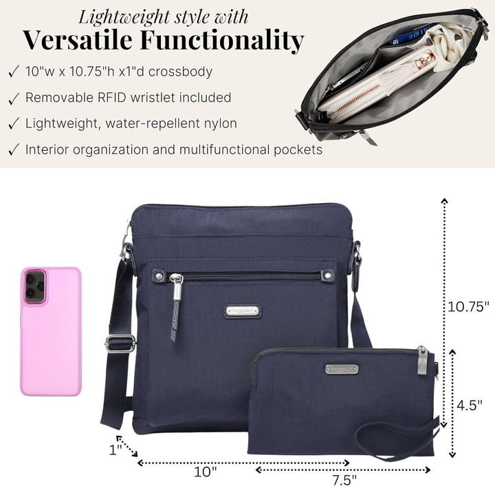 Baggallini Damen with Phone Wristlet Go Bagg mit RFID-Handy-Armband French Navy, French Navy
