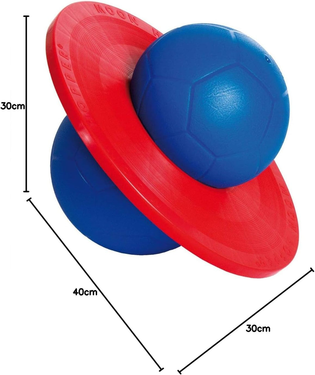TOGU Hüpfball Moonhopper blau/rot, bis 45 kg belastbar