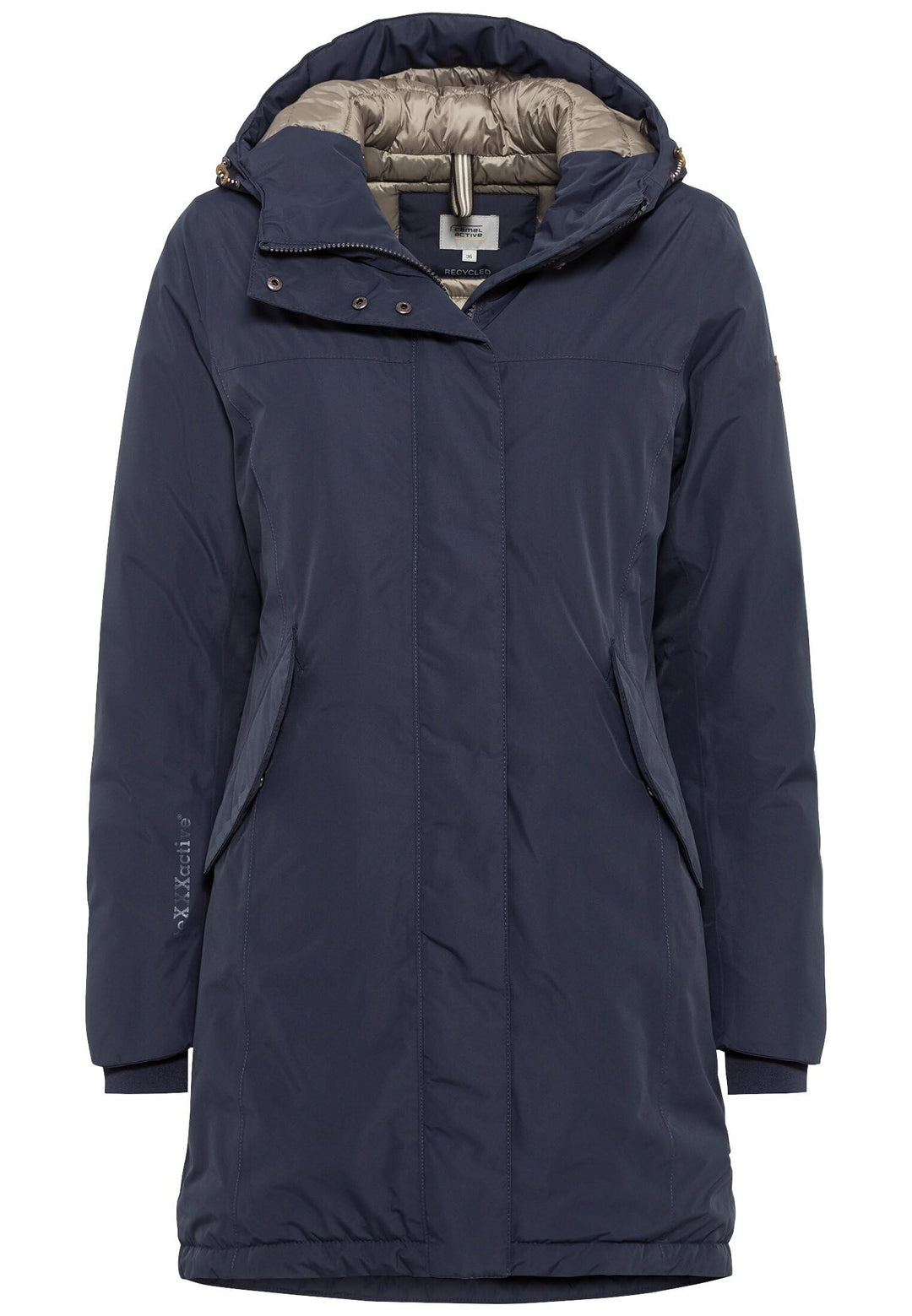 camel active Damen teXXXactive® Funktionsmantel aus recyceltem Polyester 38 Dunkelblau, 38 Dunkelbla