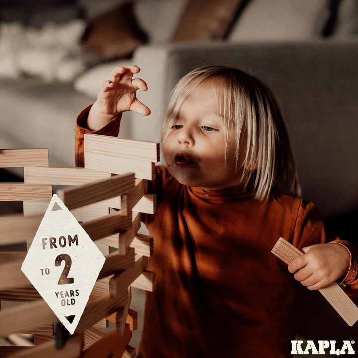 KAPLA Die traditionelle Box mit 200 naturbelassenen Holzplättchen, Konstruktions- Holzspielzeug, ab