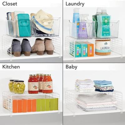 mDesign 2er-Set Drahtkorb für den Kleiderschrank – moderner Schrank Organizer mit 2 Ebenen für Kleid
