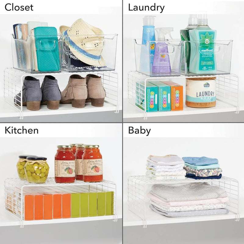 mDesign 2er-Set Drahtkorb für den Kleiderschrank – moderner Schrank Organizer mit 2 Ebenen für Kleid