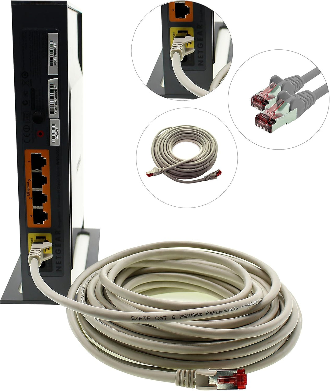 Netzwerkkabel Cat.6 7,5m grau - 10 x Ethernetkabel Lankabel Cat6 Lan Netzwerk Kabel Sftp Pimf Patchk
