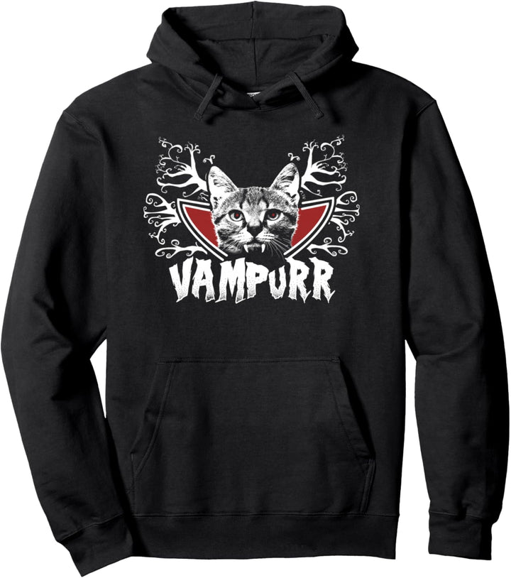 Vampurr Halloween Vampire Funny Kitten Cat Halloween Pullover Hoodie