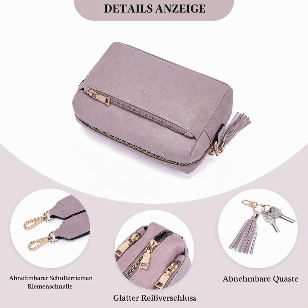Roulens Damen Handy Umhängetasche,Veganem Leder Crossbody Schultertasche,Breiter Riemen Abendtasche