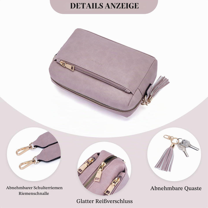 Roulens Damen Handy Umhängetasche,Veganem Leder Crossbody Schultertasche,Breiter Riemen Abendtasche