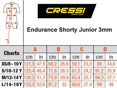 Cressi Endurance Kids Monopiece Wetsuit 5mm - Kinder Overall Tauchanzug Aus 5mm Neopren Für Taucher