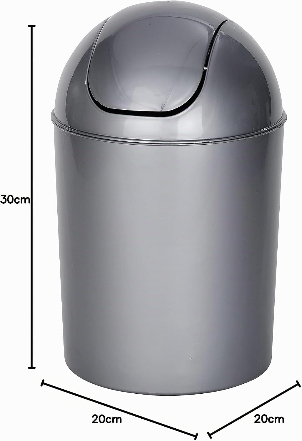 WENKO Schwingdeckeleimer Economic Grau Fassungsvermögen: 6 l, Polypropylen, 20 x 30 x 20 cm, Grau We