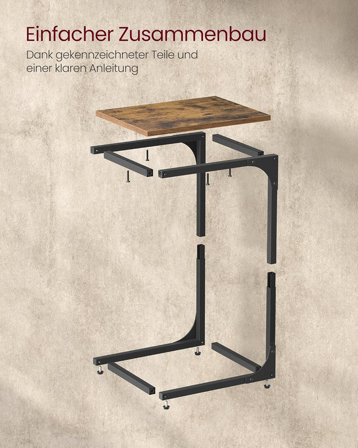 VASAGLE Beistelltisch, Sofatisch, C Form, Couchtisch, mit Metallgestell, industriell, für Wohnzimmer