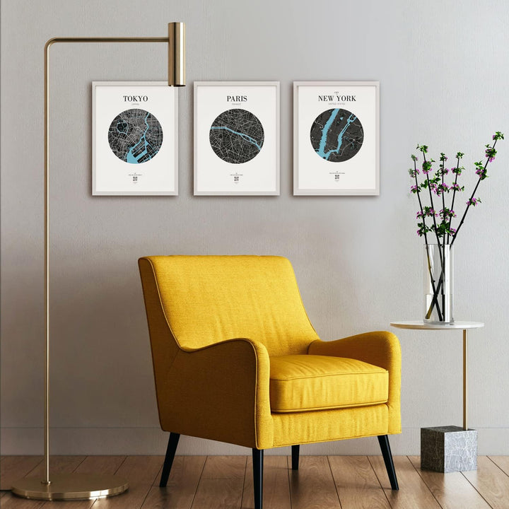 VALINA HÖRBAR RELAX | Hörbild | 3er-Set | New York + Paris + Tokyo | Poster Poster / Papier 30cm x 4