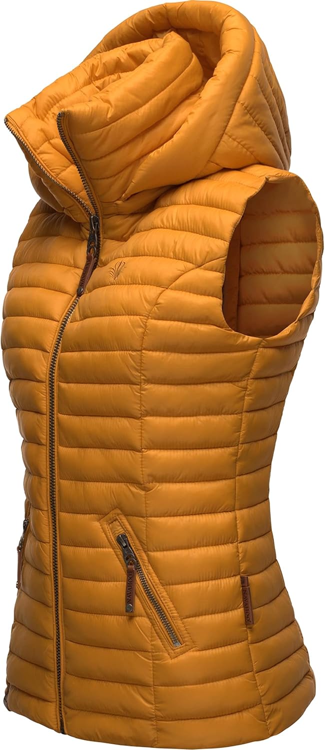 Navahoo Damen Übergangsjacke leichte Steppweste mit Abnehmbarer Kapuze Shadaa XS-3XL XS Gelb, XS Gel