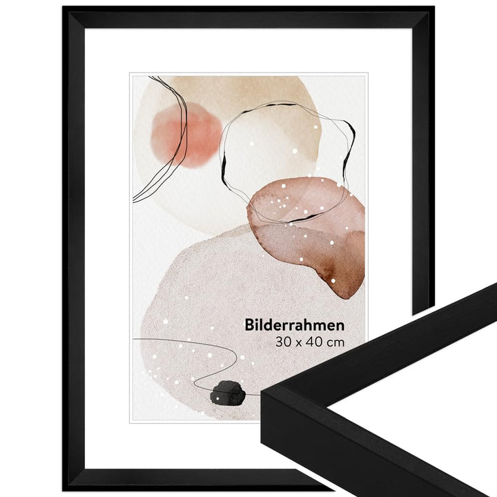 WANDStyle Bilderrahmen 30x30 Schwarz, Vintage Bilderrahmen Holz, hochwertiger Holzbilderrahmen, Post