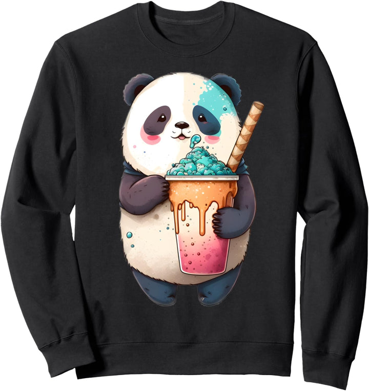 Cute Kawaii Panda Drinking Bubble Tea Boba Tea Anime Lovers Sweatshirt