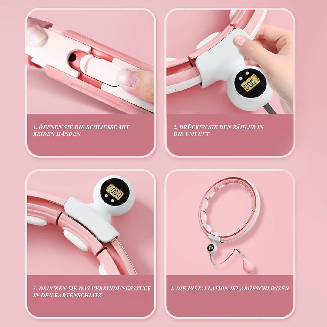LEAFIA Smart Fitness Reifen, Ruhig Hula Hoop Gewichtsverlust, mit Smarten Zähler, magnetische Scheib