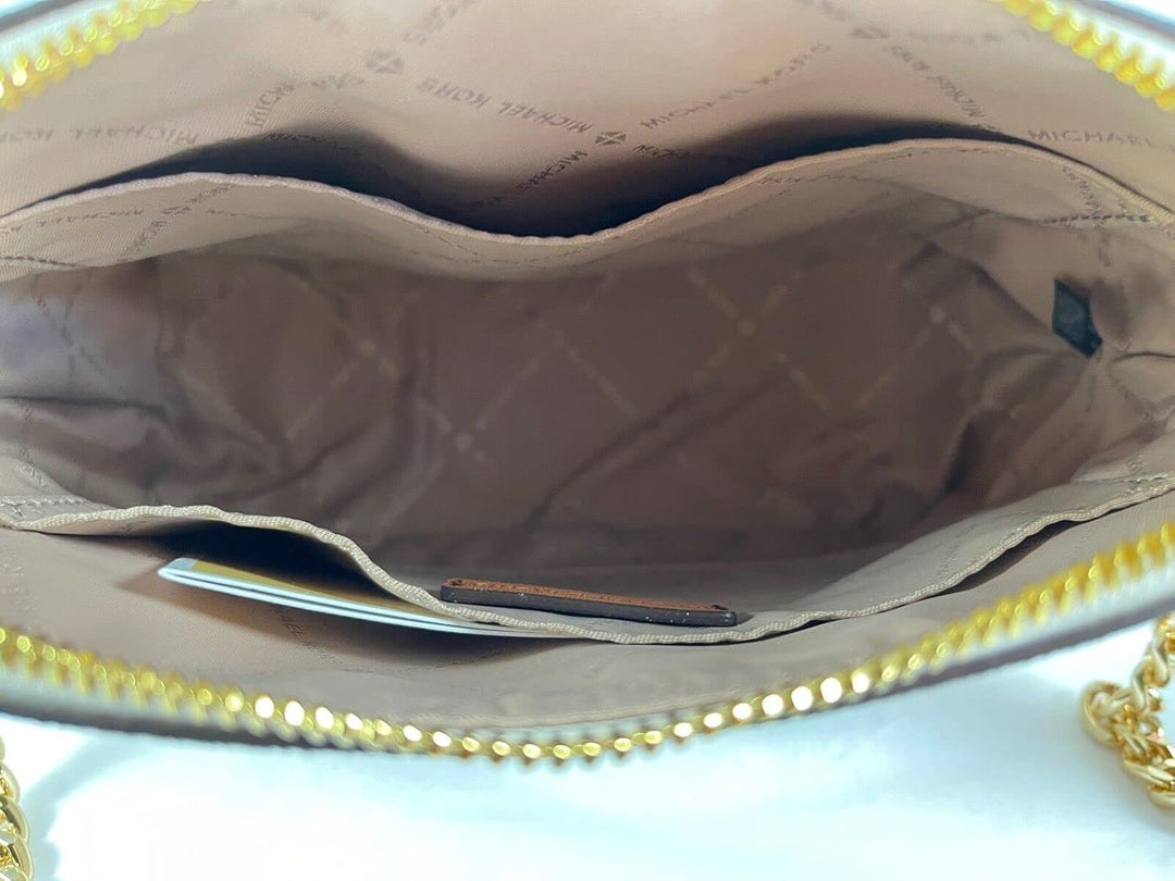 Michael Kors Jet Set Medium Crossbody Leder Handtasche Vanille, Vanille