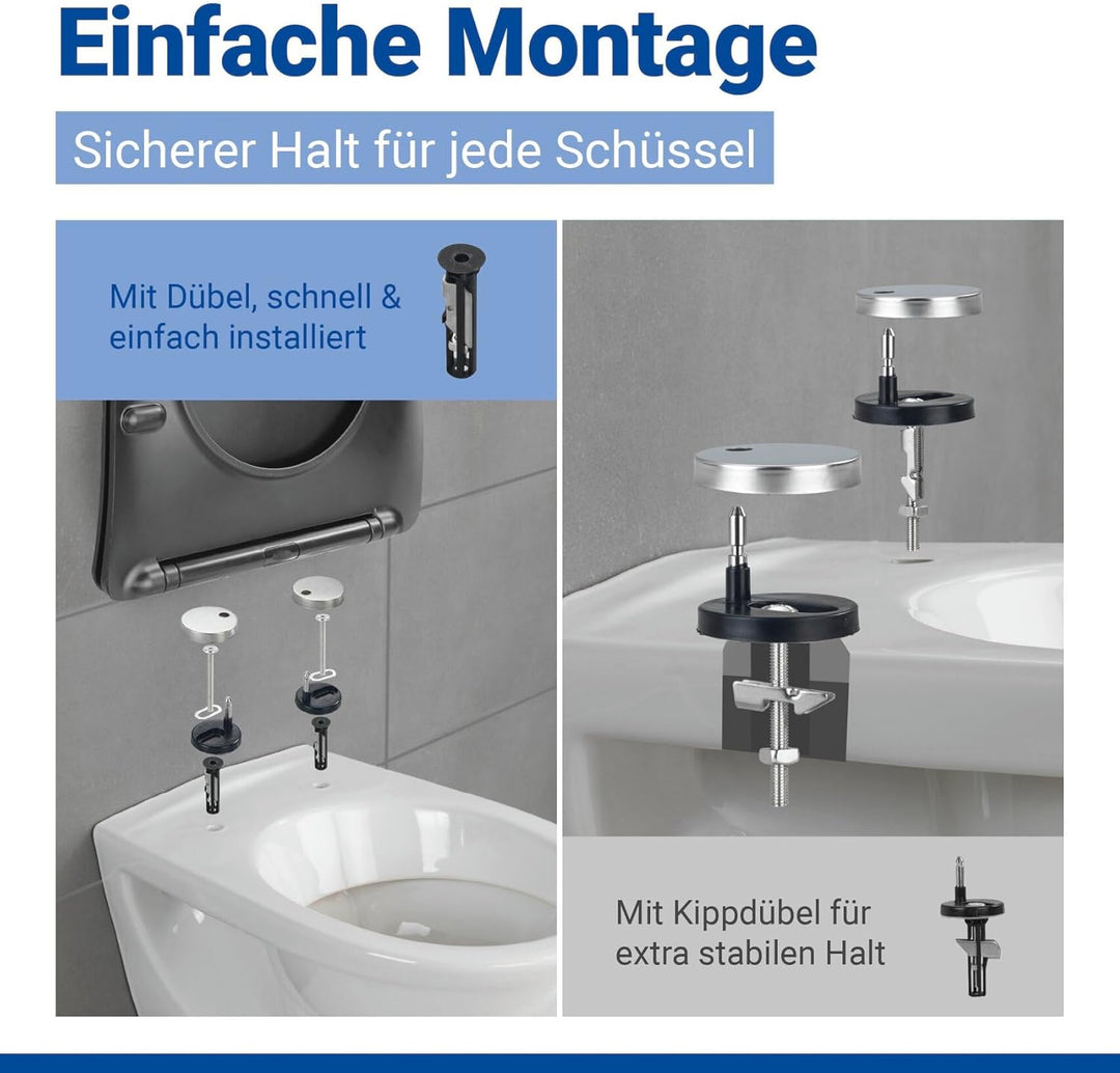 WENKO WC Sitz in D Form mit Absenkautomatik, ultraflach, belastbar bis 175 kg, abnehmbarer Toiletten