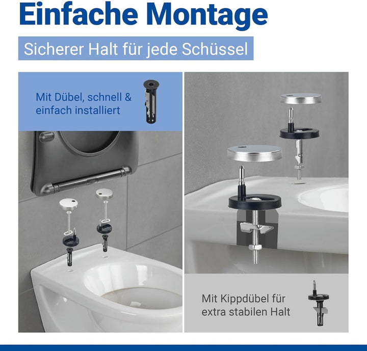 WENKO WC Sitz in D Form mit Absenkautomatik, ultraflach, belastbar bis 175 kg, abnehmbarer Toiletten