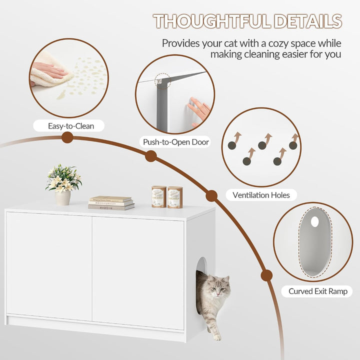 Katzenklo Schrank, Versteckte Katzenschrank, 100x50x60,5cm, Weiss | Katzentoilette Möbel, Katzenschr