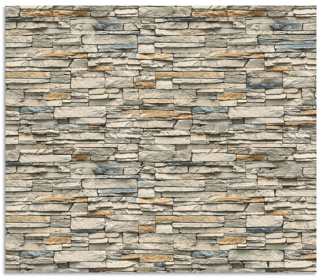 ARTland Spritzschutz Küche aus Alu für Herd Spüle 70x60 cm (BxH) Küchenrückwand mit Motiv Steinwand