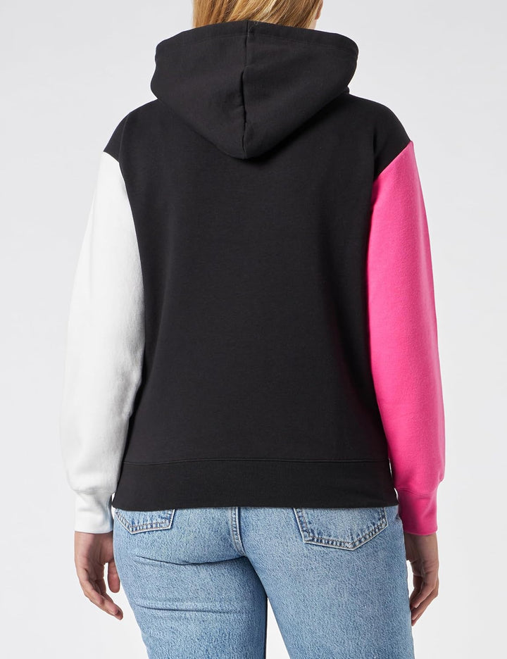 Champion Damen Legacy Color Punch W-Light Powerblend Colorblock Fleece Kapuzenpullover XS Schwarz/Of