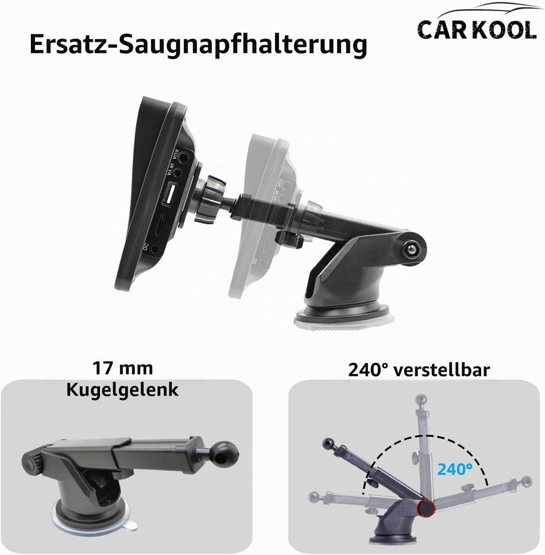 Saugnapfhalterung für CarPlay Display, 360° Drehbare Armaturenbrett Carplay Halterung Auto, 17 mm Ku