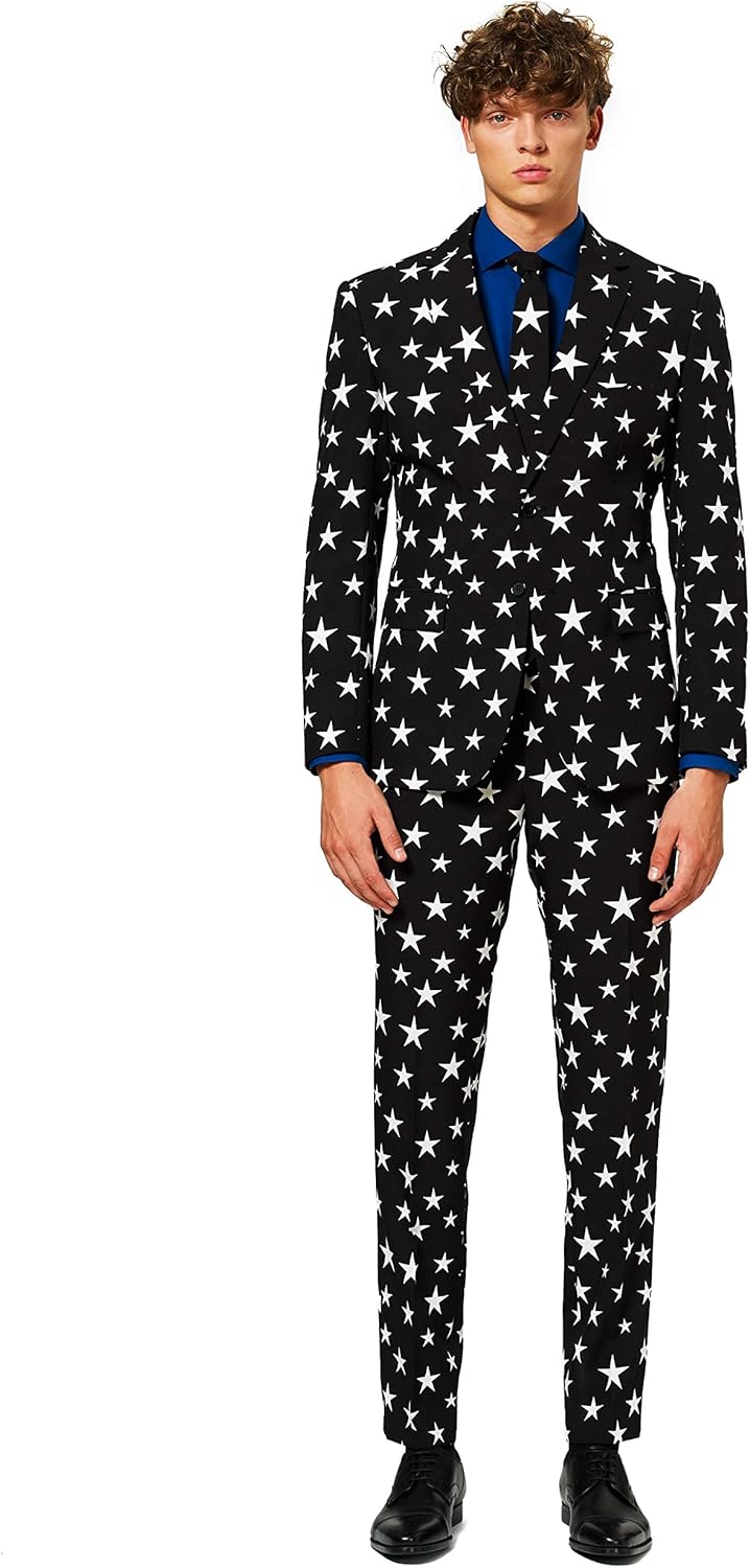 OppoSuits Herren Prom Suits for Men – Harleking – Comes with Jacket, Pants and Tie in Funny Designs