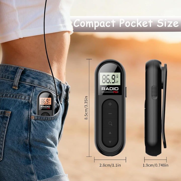 Tragbares Mini Taschenradio, wiederaufladbares FM Transistorradio mit gutem Empfang für Nachrichten