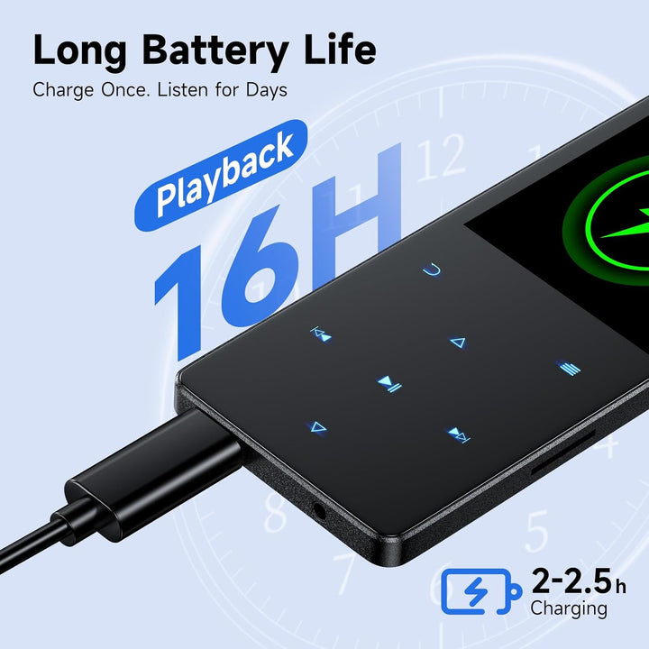 64 GB MP3 Player mit Bluetooth 5.3, tragbarer Musikplayer mit integriertem Lautsprecher, Reader, Dig