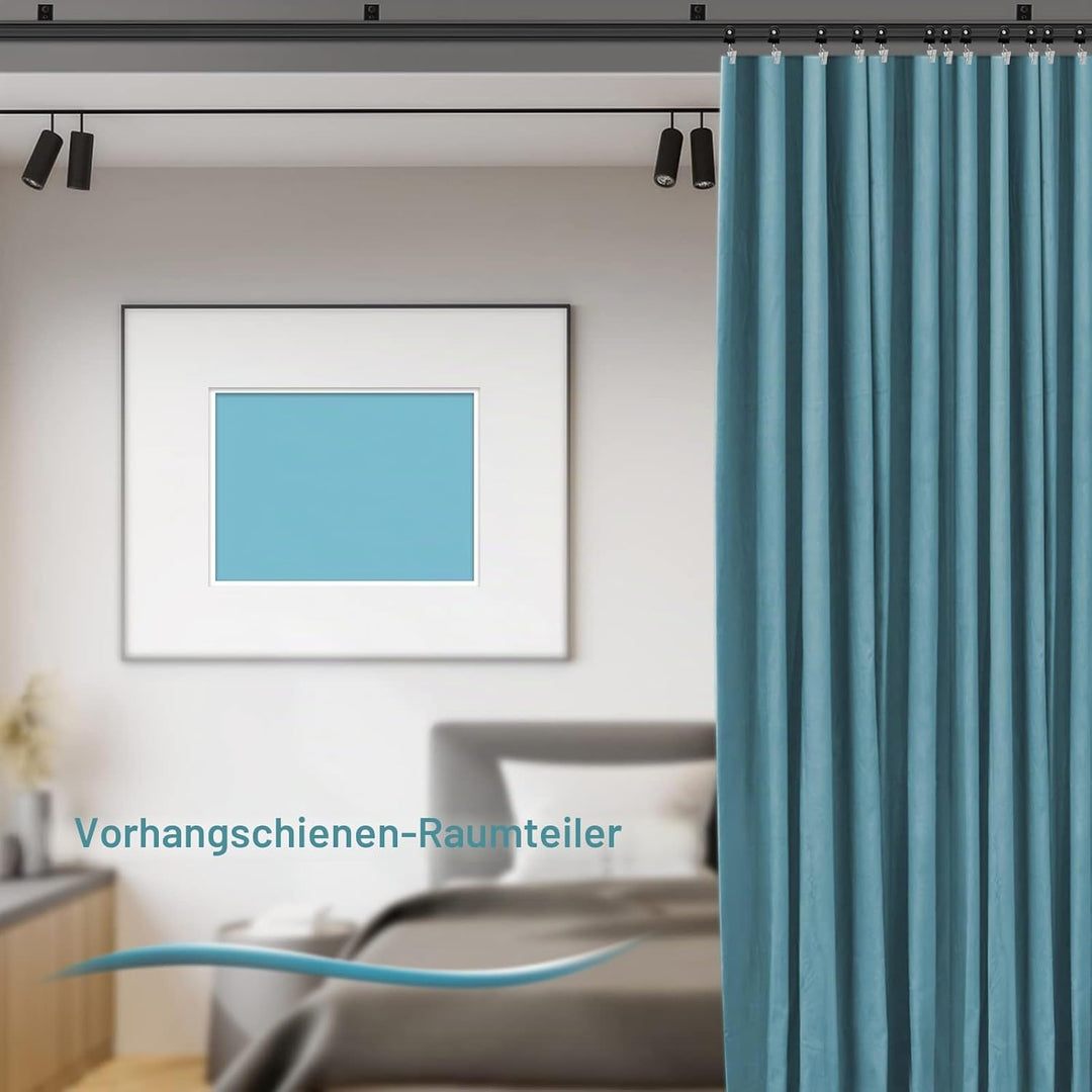 KOLAKO 10Ft/3m Flexible Biegbare Vorhangschiene Decken-Wandmontage Schwarz Gebogen Strapazierfähig W