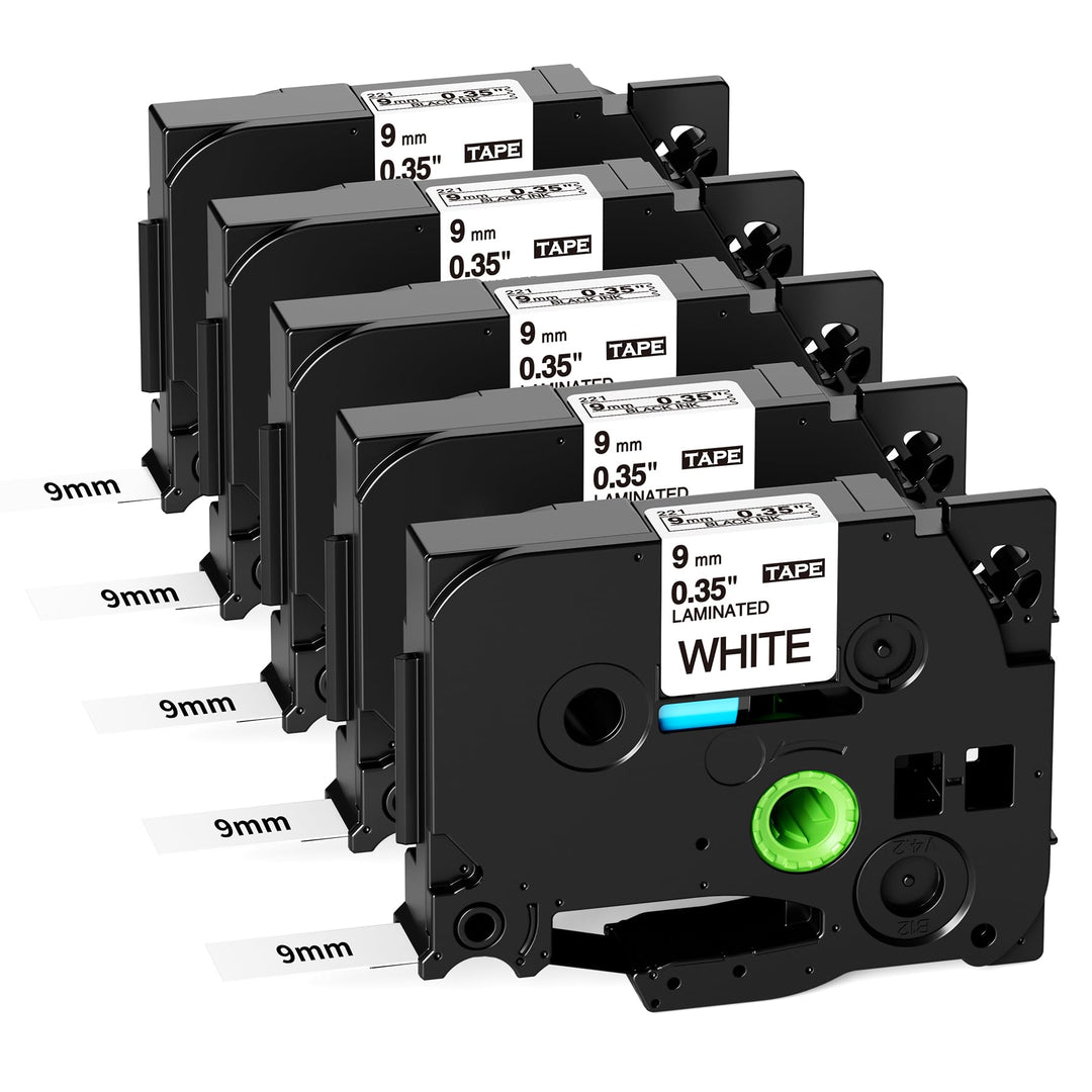 Fimax Kompatibel Schriftband TZe-221 Ersatz für Brother P-Touch Bänder 9mm TZe221 Tz-221 Etikettenba