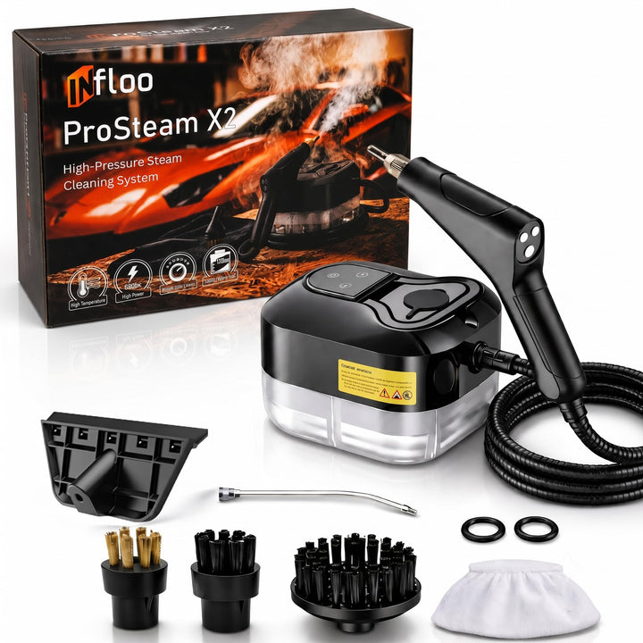 ProSteam X2 Dampfreiniger 2500W, Handdampfreiniger für Auto, Polster, Fugen, Küche, Bad und Haushalt