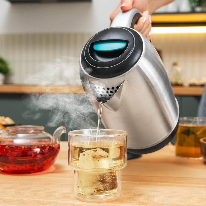Cecotec Elektrischer Wasserkocher 1,7 L Thermosense 200 Steel. 2200 W, Edelstahlgehäuse, 360° drehba