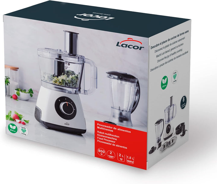 Lacor - 69579 - MultiGenius Küchenmaschine 100% BPA-frei, mehrere Funktionen, variable Geschwindigke