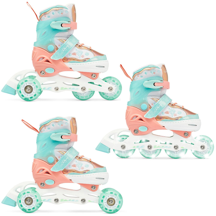 RAVEN 3in1 Inline Skates Triskates Rollschuhe Inliner für Kinder Mädchen verstellbar 30-33 (18,5cm-2