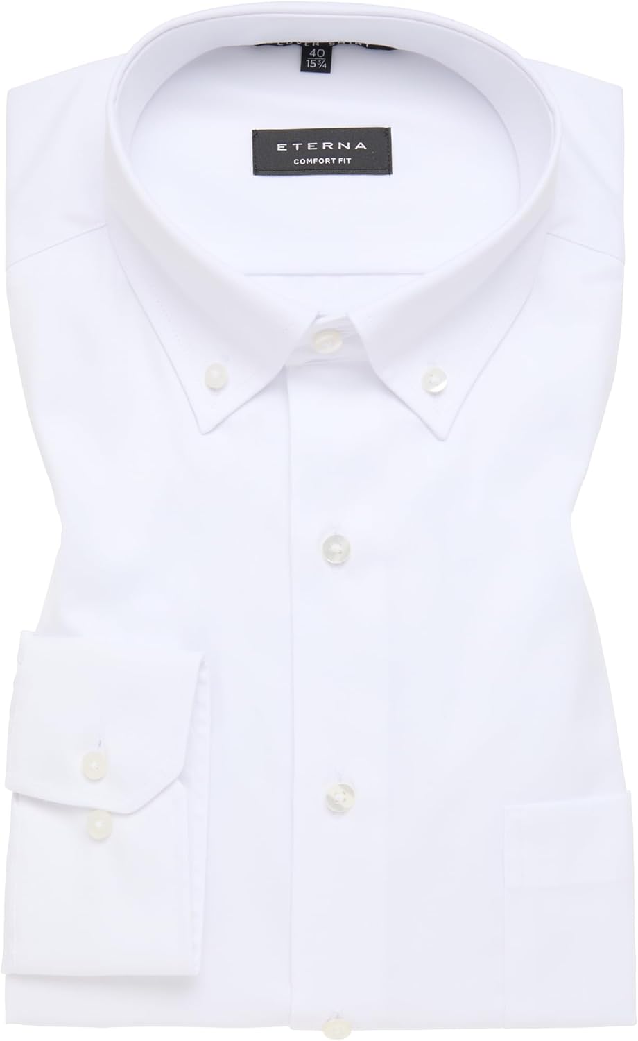 ETERNA Herren Langarmhemd Comfort Fit Bezug Twill Weiss Uni Hemd 40 Weiss, 40 Weiss
