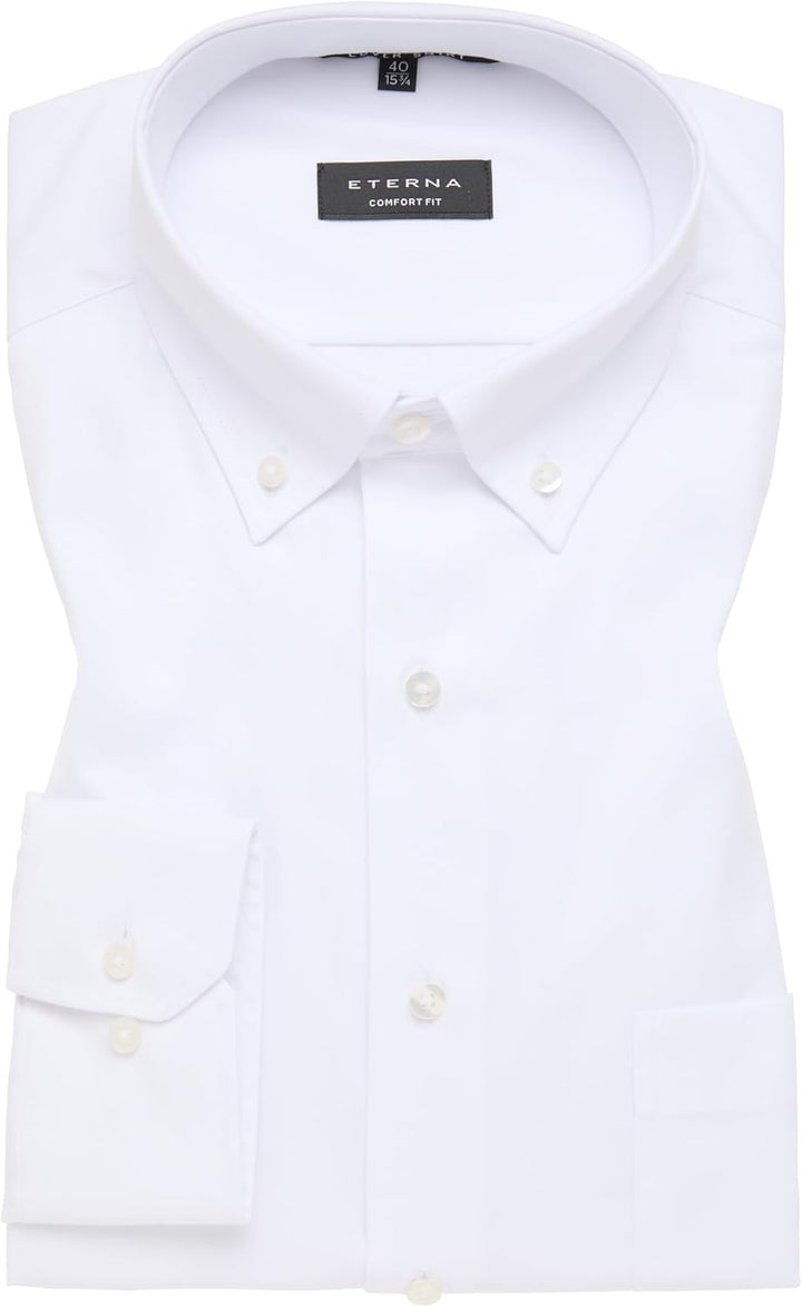 eterna Comfort Fit Cover Hemd Langarm Button Down Kragen Blickdicht weiss 43 Weiss, 43 Weiss