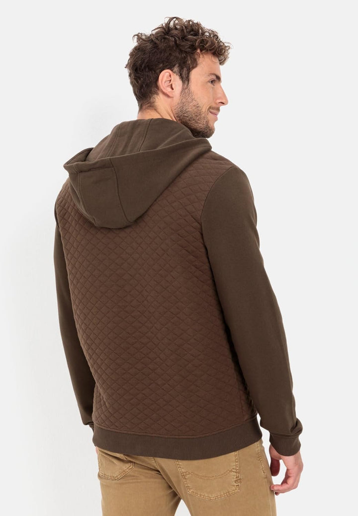 camel active Herren Gesteppte Sweatjacke mit Kapuze XXL Braun, XXL Braun