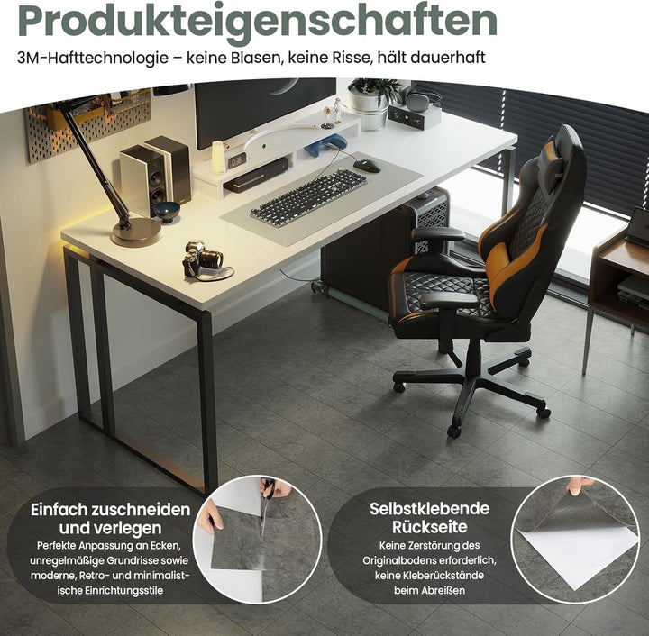 PVC Bodenbelag - Vinylboden Selbstklebend, Extra Abriebfest, Wasserdicht Grau Marmor-Effekt für Küch