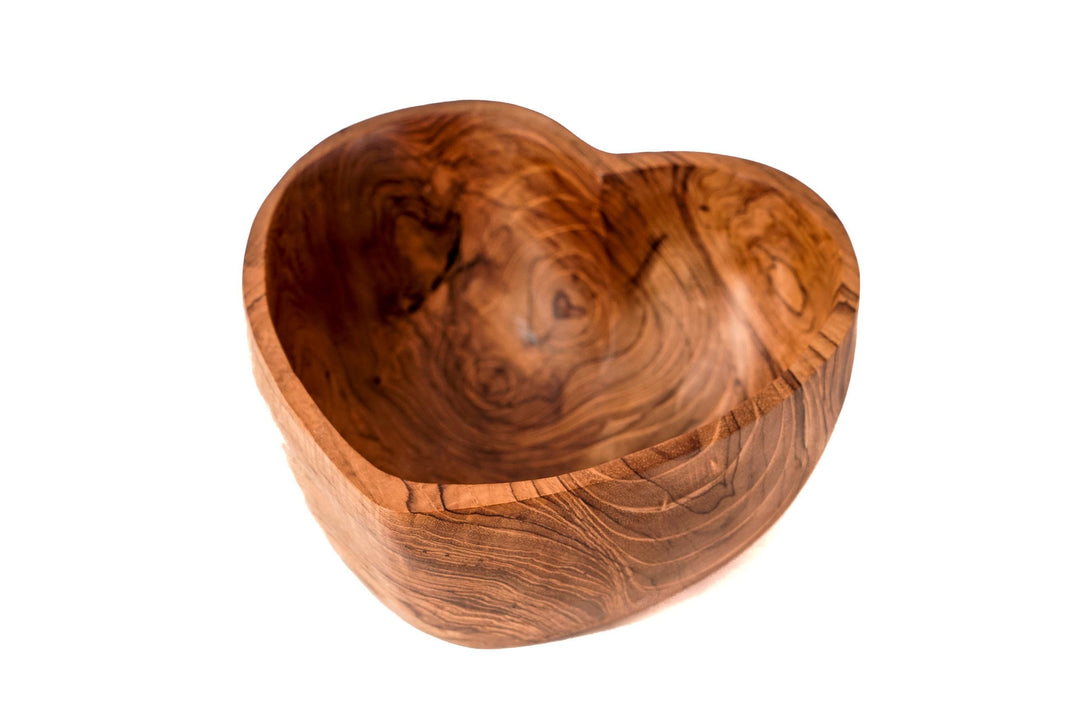 Windalf Robuste Teakholzschale LUCY 17 cm Geschenkschale Herzschale Schmuckschale Handarbeit Wurzelh