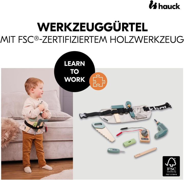 hauck Learn to Work – Werkzeuggürtel für Kinder ab 3 Jahren mit Holzwerkzeug aus FSC® Zertifiziertem