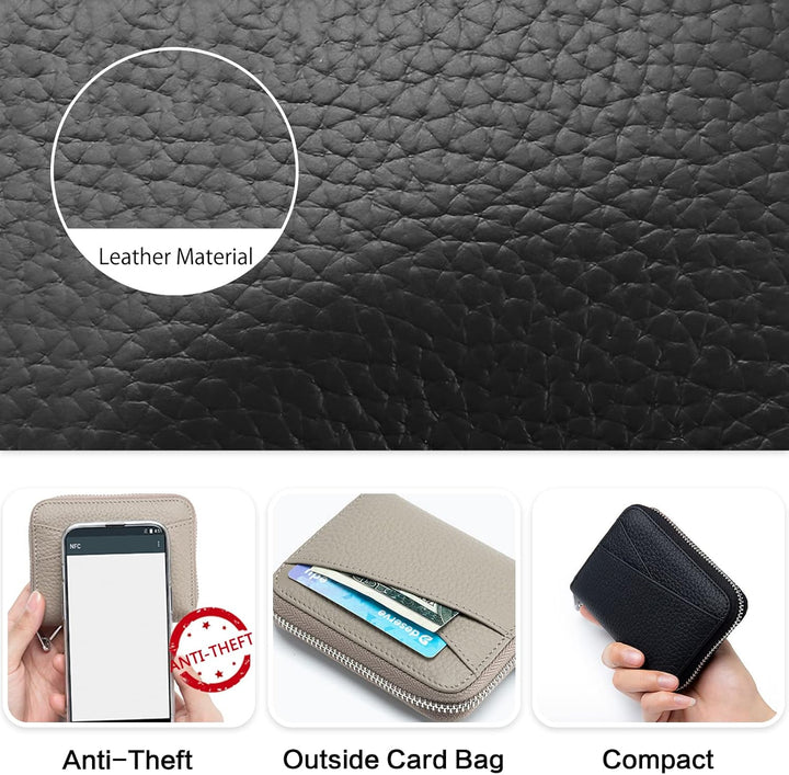 PORRASSO Leder Münzbörse Kreditkartenetui Kartenetui mit RFID Ausleseschutz-Funktion Klein Geldbörse