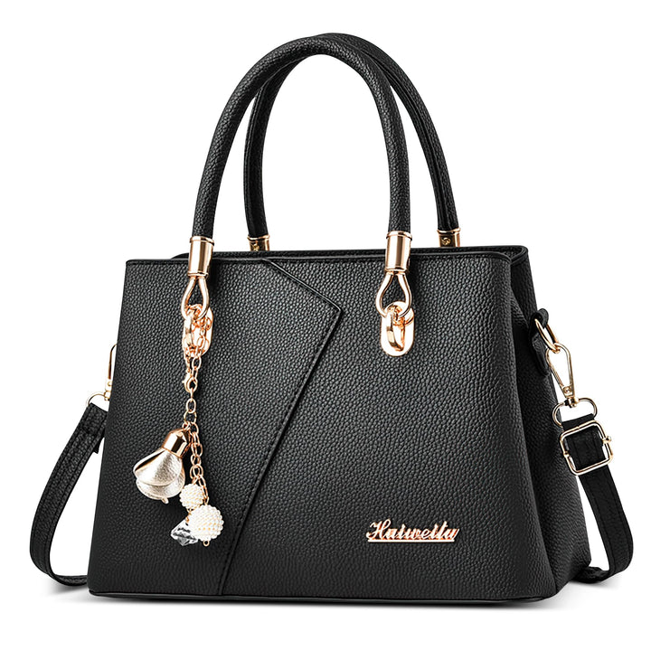 DORRISO Mode Handtasche Damen Elegant Tote Tasche mit Schickem Blumenanhänger Henkeltasche für Einka
