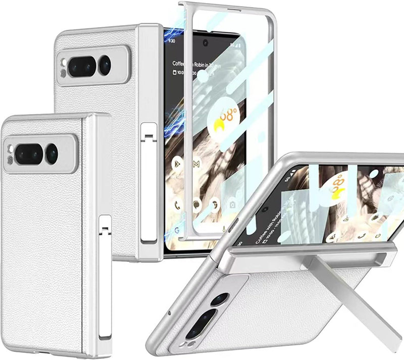 Miimall Lederhülle Kompatibel mit Google Pixel Fold Hülle mit Displayschutz, [Magnetischer Scharnier