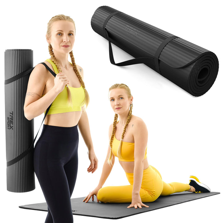 Gymnastikmatte extra dick und weich | Fitnessmatte 190x80x1cm mit Tragegurt | Yogamatte rutschfest S